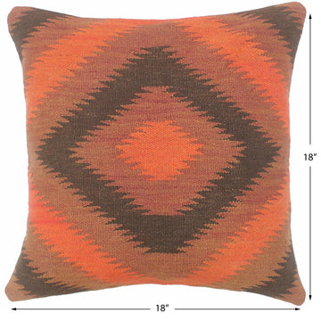 handmade Tribal Turkish Antique Rust Black Hand-Woven SQUARE 100% WOOL pillow